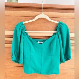 Abercrombie & Fitch Green Puff Sleeve Blouse